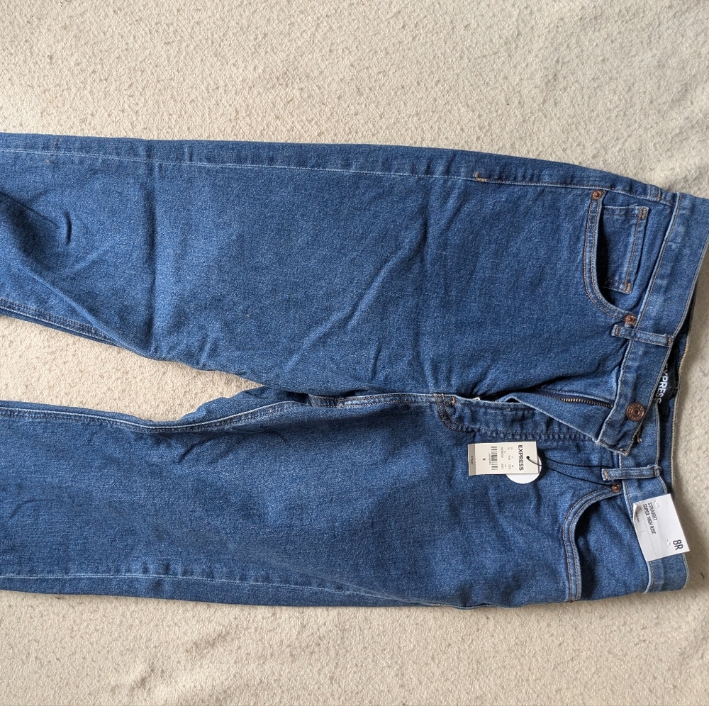 Blue Denin Straight-leg Jeans NWT Size 8 Express